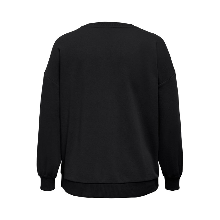 Carmakoma CARVIOLETTA L/S O-NECK SWEAT JRS Black/PEARL NECK | Freewear CARVIOLETTA L/S O-NECK SWEAT JRS - www.freewear.nl - Freewear