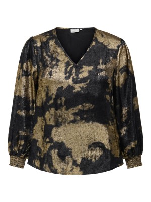 Carmakoma CARDIXIE LS V-NECK  TOP AOP Black/ABSTRACT | Freewear CARDIXIE LS V-NECK  TOP AOP - www.freewear.nl - Freewear