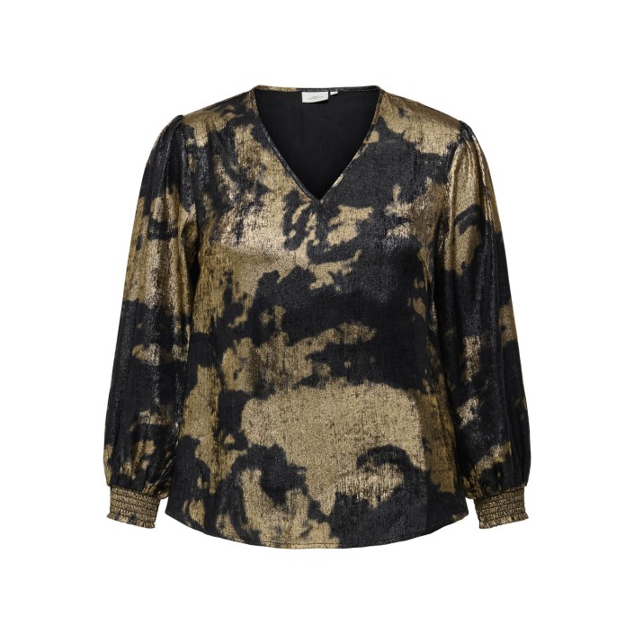 Carmakoma CARDIXIE LS V-NECK  TOP AOP Black/ABSTRACT | Freewear CARDIXIE LS V-NECK  TOP AOP - www.freewear.nl - Freewear