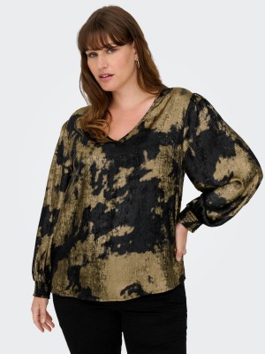 Carmakoma CARDIXIE LS V-NECK  TOP AOP Black/ABSTRACT | Freewear CARDIXIE LS V-NECK  TOP AOP - www.freewear.nl - Freewear