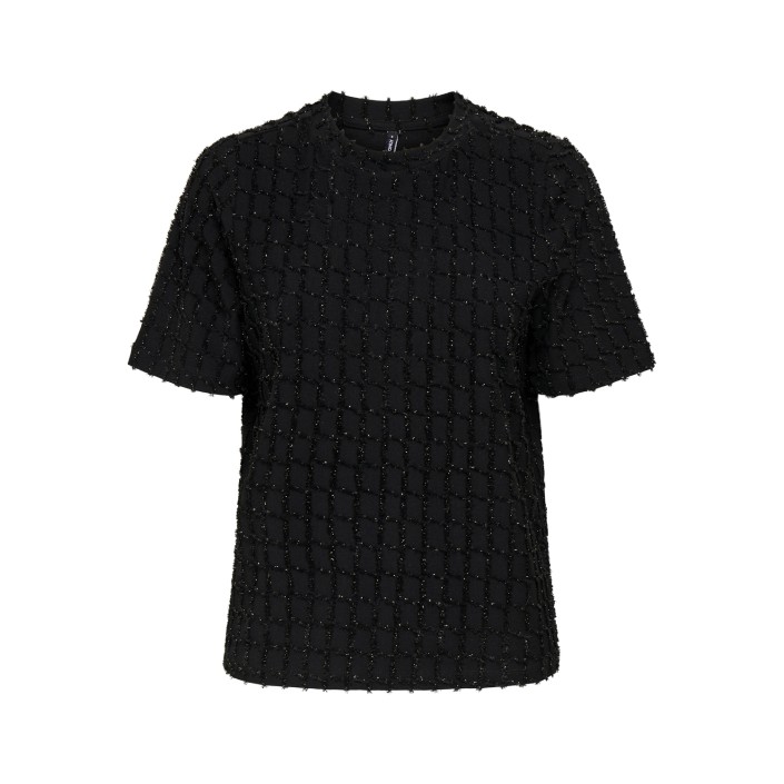 Only ONLINES LIFE 2/4 O-NECK GLITTER TOP: Black/Gold glitter | Freewear ONLINES LIFE 2/4 O-NECK GLITTER TOP: - www.freewear.nl - Freewear