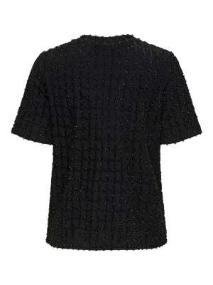 Only ONLINES LIFE 2/4 O-NECK GLITTER TOP: Black/Gold glitter | Freewear ONLINES LIFE 2/4 O-NECK GLITTER TOP: - www.freewear.nl - Freewear