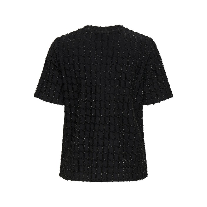 Only ONLINES LIFE 2/4 O-NECK GLITTER TOP: Black/Gold glitter | Freewear ONLINES LIFE 2/4 O-NECK GLITTER TOP: - www.freewear.nl - Freewear