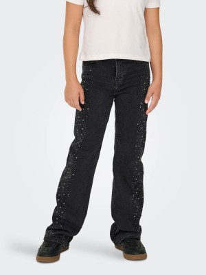 Only KOGJUICY HW RHINESTONE WIDE LEG DNM Washed Black/RHINESTONES | Freewear KOGJUICY HW RHINESTONE WIDE LEG DNM - www.freewear.nl - Freewear