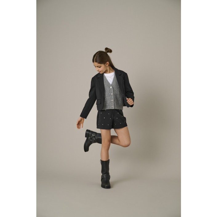 Only KOGPEACH LIFE STUD SHORTS TLR Black/Gold Heart Studs | Freewear KOGPEACH LIFE STUD SHORTS TLR - www.freewear.nl - Freewear