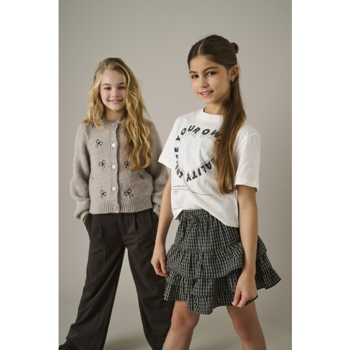 Only KOGCODY L/S O-NECK BOW CARDIGAN KNT Pumice Stone/Melange Detail Bows | Freewear KOGCODY L/S O-NECK BOW CARDIGAN KNT - www.freewear.nl - Freewear