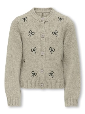 Only KOGCODY L/S O-NECK BOW CARDIGAN KNT Pumice Stone/Melange Detail Bows | Freewear KOGCODY L/S O-NECK BOW CARDIGAN KNT - www.freewear.nl - Freewear