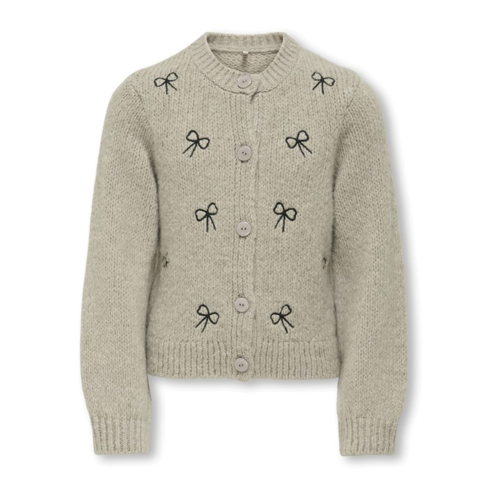 Only KOGCODY L/S O-NECK BOW CARDIGAN KNT Pumice Stone/Melange Detail Bows | Freewear KOGCODY L/S O-NECK BOW CARDIGAN KNT - www.freewear.nl - Freewear