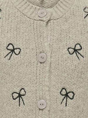 Only KOGCODY L/S O-NECK BOW CARDIGAN KNT Pumice Stone/Melange Detail Bows | Freewear KOGCODY L/S O-NECK BOW CARDIGAN KNT - www.freewear.nl - Freewear