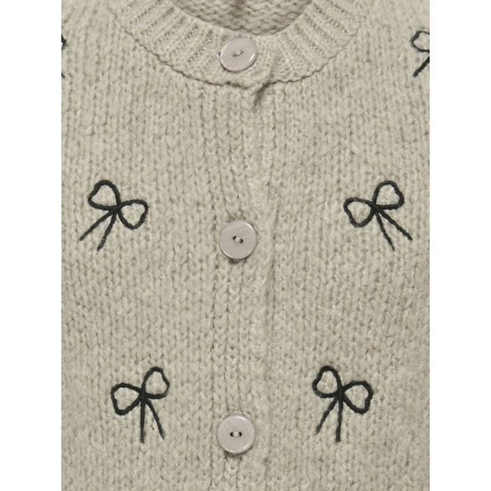 Only KOGCODY L/S O-NECK BOW CARDIGAN KNT Pumice Stone/Melange Detail Bows | Freewear KOGCODY L/S O-NECK BOW CARDIGAN KNT - www.freewear.nl - Freewear