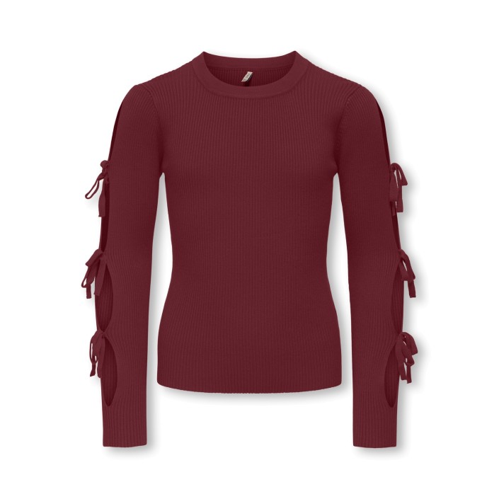 Only KOGNATASCHA L/S SLEEVE DETAIL KNT Cabernet | Freewear KOGNATASCHA L/S SLEEVE DETAIL KNT - www.freewear.nl - Freewear