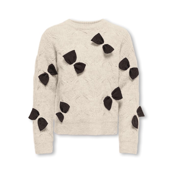 ONLY:KIDS ONLY KMGROSALIN L/S O-NECK PULLOVER KNT Birch/Melange Bow/Black Coffee | Freewear KMGROSALIN L/S O-NECK PULLOVER KNT - www.freewear.nl - Freewear