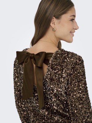 Only ONLCONFIDENCE L/S SEQUIN BOW TOP JR: Mountain Trail/Mountain trail se | Freewear ONLCONFIDENCE L/S SEQUIN BOW TOP JR: - www.freewear.nl - Freewear