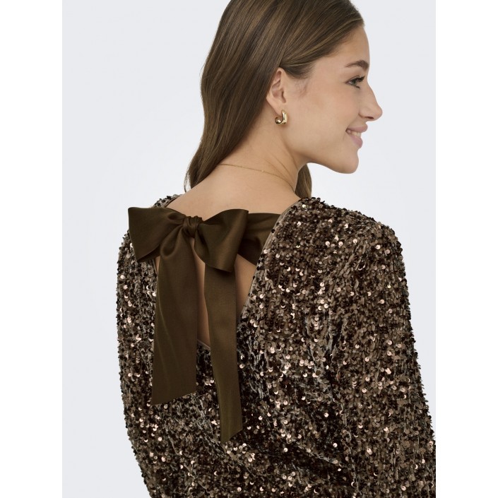 Only ONLCONFIDENCE L/S SEQUIN BOW TOP JR: Mountain Trail/Mountain trail se | Freewear ONLCONFIDENCE L/S SEQUIN BOW TOP JR: - www.freewear.nl - Freewear