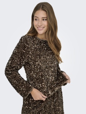 Only ONLCONFIDENCE L/S SEQUIN BOW TOP JR: Mountain Trail/Mountain trail se | Freewear ONLCONFIDENCE L/S SEQUIN BOW TOP JR: - www.freewear.nl - Freewear