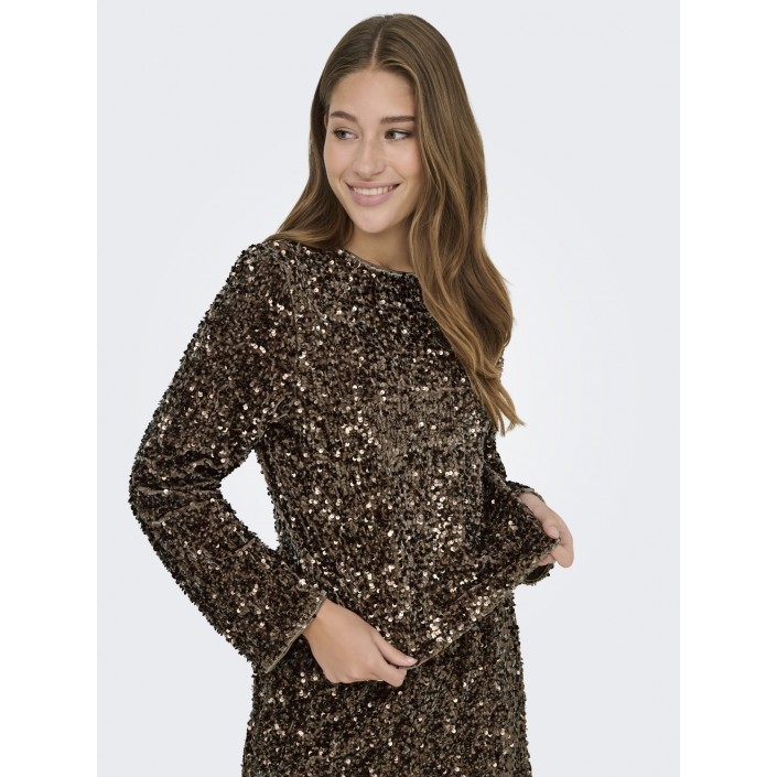 Only ONLCONFIDENCE L/S SEQUIN BOW TOP JR: Mountain Trail/Mountain trail se | Freewear ONLCONFIDENCE L/S SEQUIN BOW TOP JR: - www.freewear.nl - Freewear