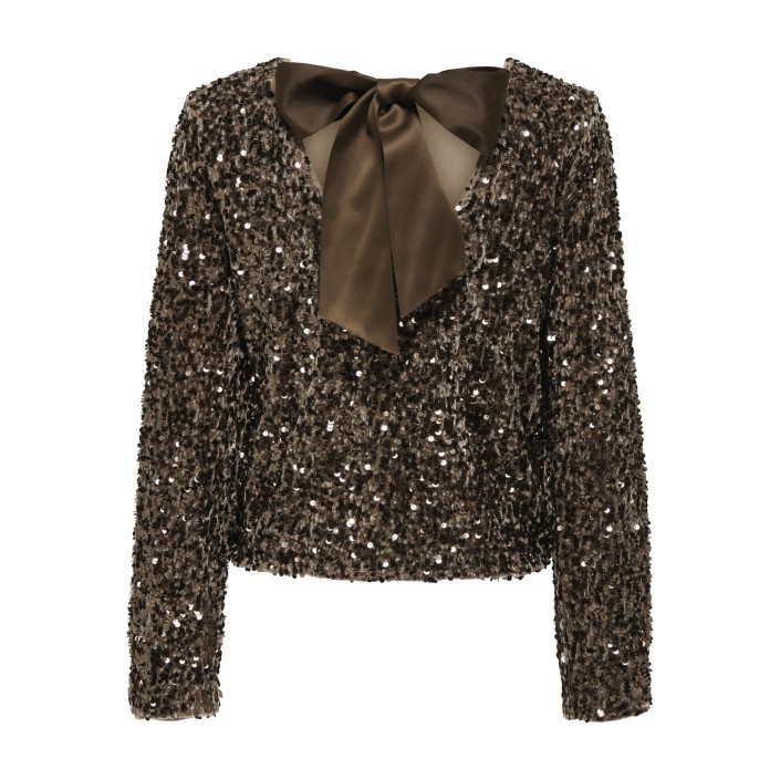 Only ONLCONFIDENCE L/S SEQUIN BOW TOP JR: Mountain Trail/Mountain trail se | Freewear ONLCONFIDENCE L/S SEQUIN BOW TOP JR: - www.freewear.nl - Freewear