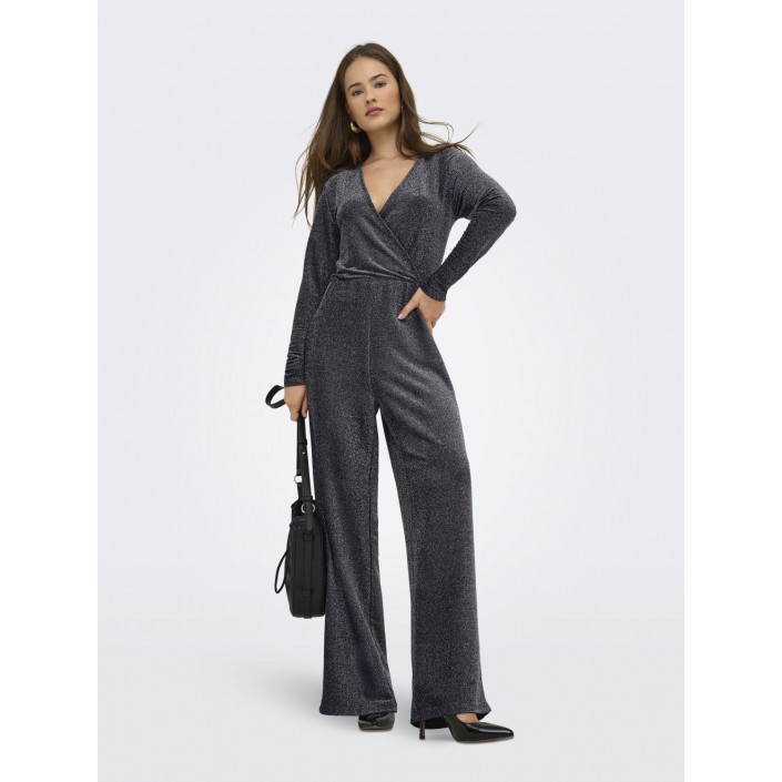 Only ONLRICH L/S GLITTER JUMPSUIT JRS Black/Silver glitter | Freewear ONLRICH L/S GLITTER JUMPSUIT JRS - www.freewear.nl - Freewear