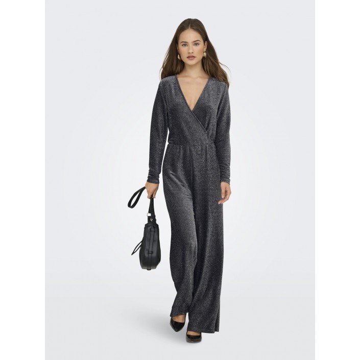 Only ONLRICH L/S GLITTER JUMPSUIT JRS Black/Silver glitter | Freewear ONLRICH L/S GLITTER JUMPSUIT JRS - www.freewear.nl - Freewear