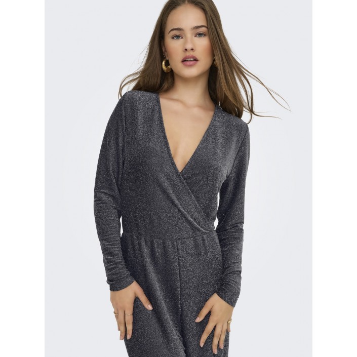 Only ONLRICH L/S GLITTER JUMPSUIT JRS Black/Silver glitter | Freewear ONLRICH L/S GLITTER JUMPSUIT JRS - www.freewear.nl - Freewear
