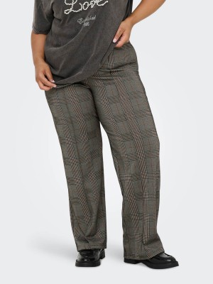 Carmakoma CARFINE WIDE PANTS JRS Seal Brown/Libra Checks | Freewear CARFINE WIDE PANTS JRS - www.freewear.nl - Freewear