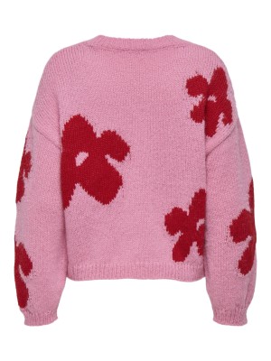 Only ONLBOOTLE LS FLOWER O-NECK KNT Wild Rose/Salsa | Freewear ONLBOOTLE LS FLOWER O-NECK KNT - www.freewear.nl - Freewear