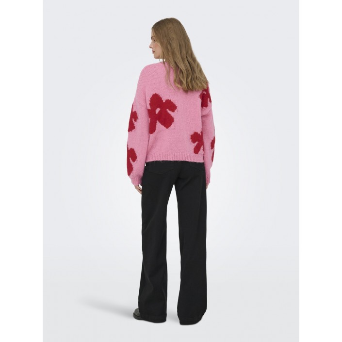 Only ONLBOOTLE LS FLOWER O-NECK KNT Wild Rose/Salsa | Freewear ONLBOOTLE LS FLOWER O-NECK KNT - www.freewear.nl - Freewear