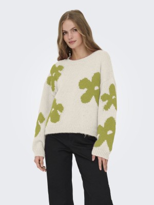 Only ONLBOOTLE LS FLOWER O-NECK KNT Baby\\'S Breath/Camping Gear | Freewear ONLBOOTLE LS FLOWER O-NECK KNT - www.freewear.nl - Freewear