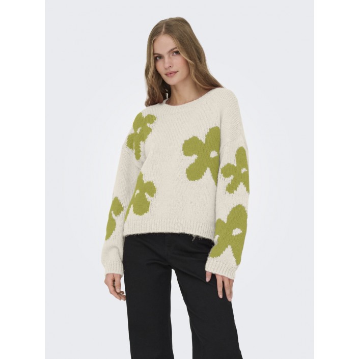 Only ONLBOOTLE LS FLOWER O-NECK KNT Baby\\'S Breath/Camping Gear | Freewear ONLBOOTLE LS FLOWER O-NECK KNT - www.freewear.nl - Freewear