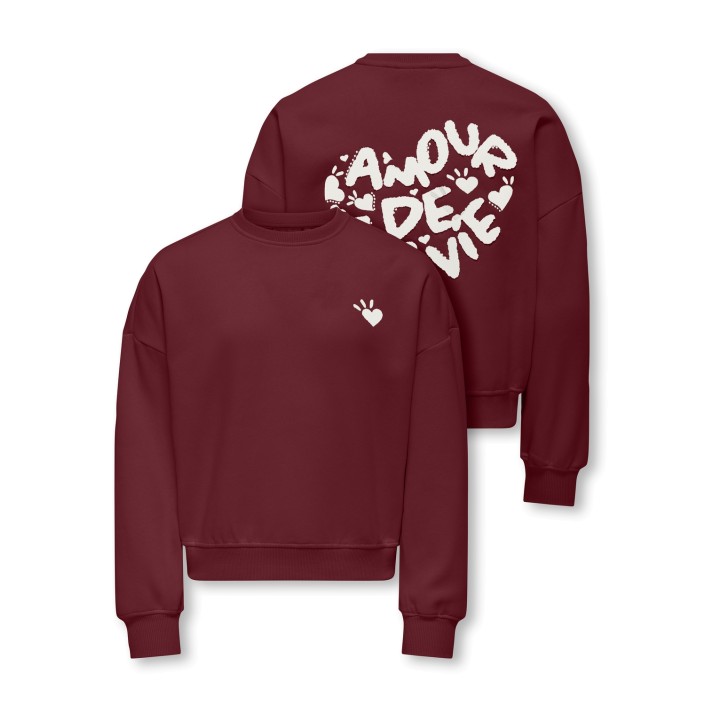 Only KOGTAMMIE LIFE L/S PRINT O-NECK SWT Cabernet/Amour/Cloud Dancer | Freewear KOGTAMMIE LIFE L/S PRINT O-NECK SWT - www.freewear.nl - Freewear