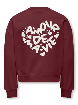 Only KOGTAMMIE LIFE L/S PRINT O-NECK SWT Cabernet/Amour/Cloud Dancer | Freewear KOGTAMMIE LIFE L/S PRINT O-NECK SWT - www.freewear.nl - Freewear