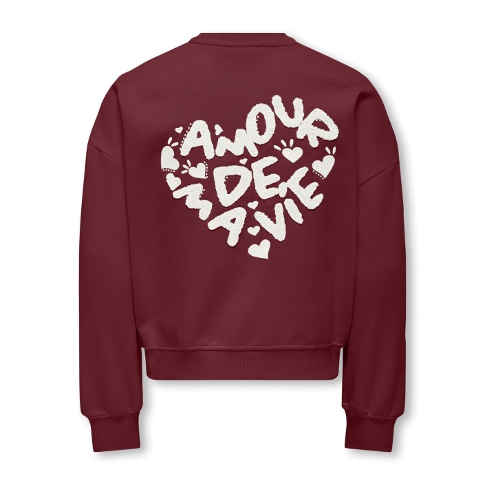 Only KOGTAMMIE LIFE L/S PRINT O-NECK SWT Cabernet/Amour/Cloud Dancer | Freewear KOGTAMMIE LIFE L/S PRINT O-NECK SWT - www.freewear.nl - Freewear