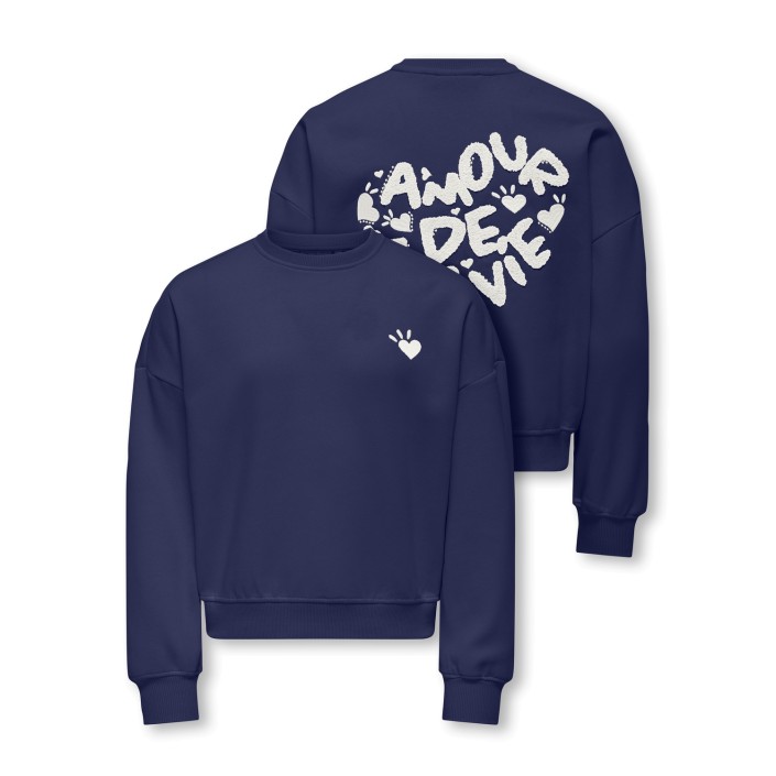 Only KOGTAMMIE LIFE L/S PRINT O-NECK SWT Midnight Sail/Amour/Cloud Dancer | Freewear KOGTAMMIE LIFE L/S PRINT O-NECK SWT - www.freewear.nl - Freewear