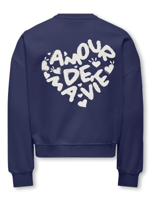 Only KOGTAMMIE LIFE L/S PRINT O-NECK SWT Midnight Sail/Amour/Cloud Dancer | Freewear KOGTAMMIE LIFE L/S PRINT O-NECK SWT - www.freewear.nl - Freewear