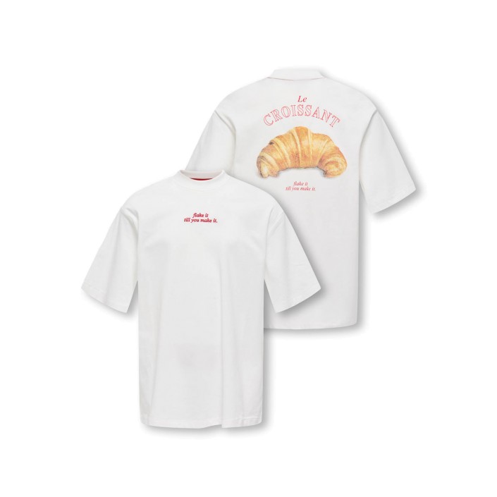 Only KOGBABETTE LIFE LOOSE S/S TEE JRS Cloud Dancer/Croissant | Freewear KOGBABETTE LIFE LOOSE S/S TEE JRS - www.freewear.nl - Freewear