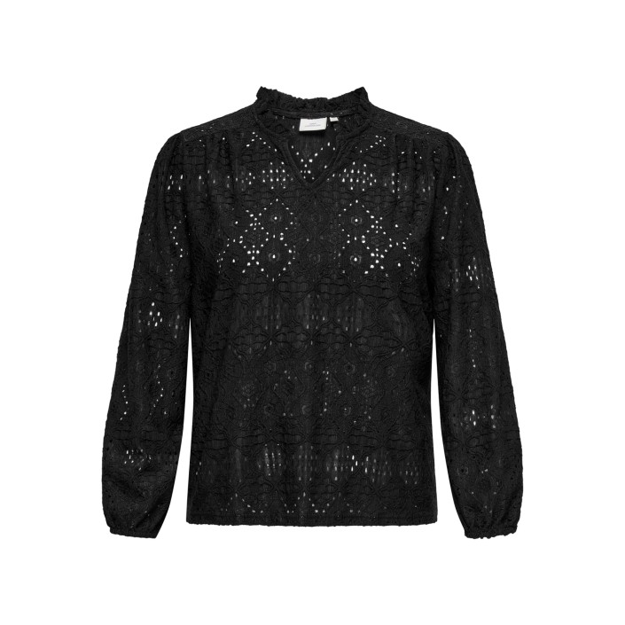 Carmakoma CARLUZIA L/S V-NECK BLOUSE JRS Black | Freewear CARLUZIA L/S V-NECK BLOUSE JRS - www.freewear.nl - Freewear