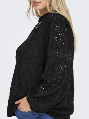 Carmakoma CARLUZIA L/S V-NECK BLOUSE JRS Black | Freewear CARLUZIA L/S V-NECK BLOUSE JRS - www.freewear.nl - Freewear