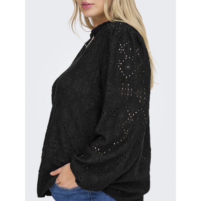 Carmakoma CARLUZIA L/S V-NECK BLOUSE JRS Black | Freewear CARLUZIA L/S V-NECK BLOUSE JRS - www.freewear.nl - Freewear