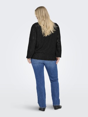 Carmakoma CARLUZIA L/S V-NECK BLOUSE JRS Black | Freewear CARLUZIA L/S V-NECK BLOUSE JRS - www.freewear.nl - Freewear