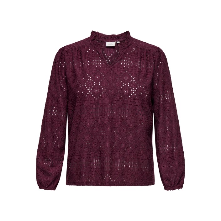 Carmakoma CARLUZIA L/S V-NECK BLOUSE JRS Zinfandel | Freewear CARLUZIA L/S V-NECK BLOUSE JRS - www.freewear.nl - Freewear