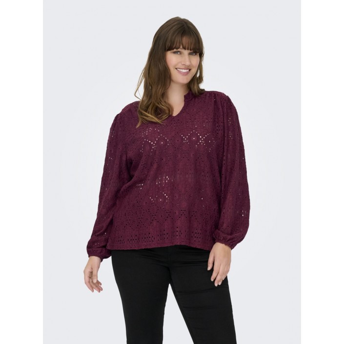 Carmakoma CARLUZIA L/S V-NECK BLOUSE JRS Zinfandel | Freewear CARLUZIA L/S V-NECK BLOUSE JRS - www.freewear.nl - Freewear
