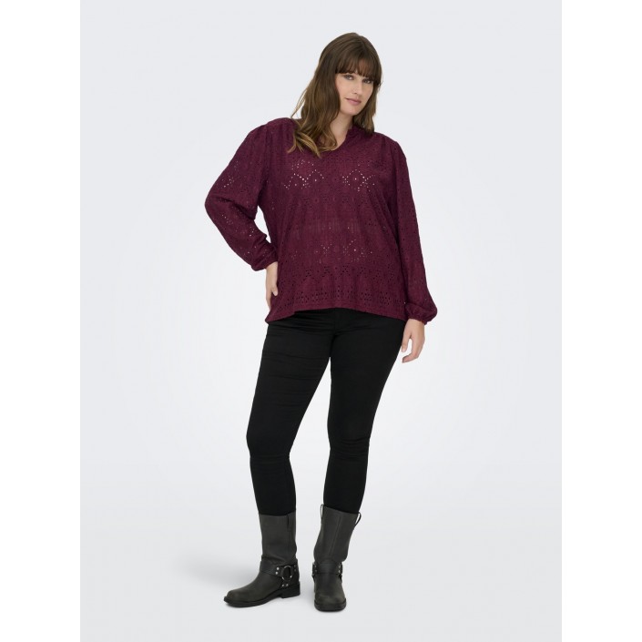 Carmakoma CARLUZIA L/S V-NECK BLOUSE JRS Zinfandel | Freewear CARLUZIA L/S V-NECK BLOUSE JRS - www.freewear.nl - Freewear
