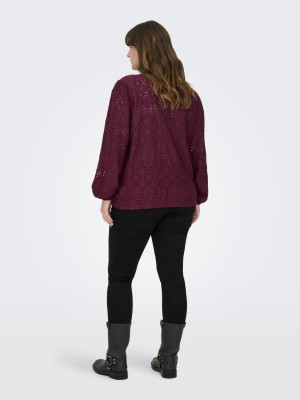 Carmakoma CARLUZIA L/S V-NECK BLOUSE JRS Zinfandel | Freewear CARLUZIA L/S V-NECK BLOUSE JRS - www.freewear.nl - Freewear