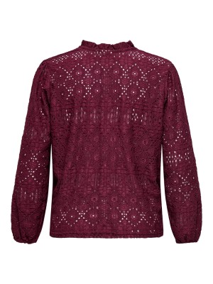 Carmakoma CARLUZIA L/S V-NECK BLOUSE JRS Zinfandel | Freewear CARLUZIA L/S V-NECK BLOUSE JRS - www.freewear.nl - Freewear