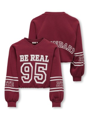 Only KOGCOLETTA L/S V-NECK PRINT SWT Cabernet/Real | Freewear KOGCOLETTA L/S V-NECK PRINT SWT - www.freewear.nl - Freewear