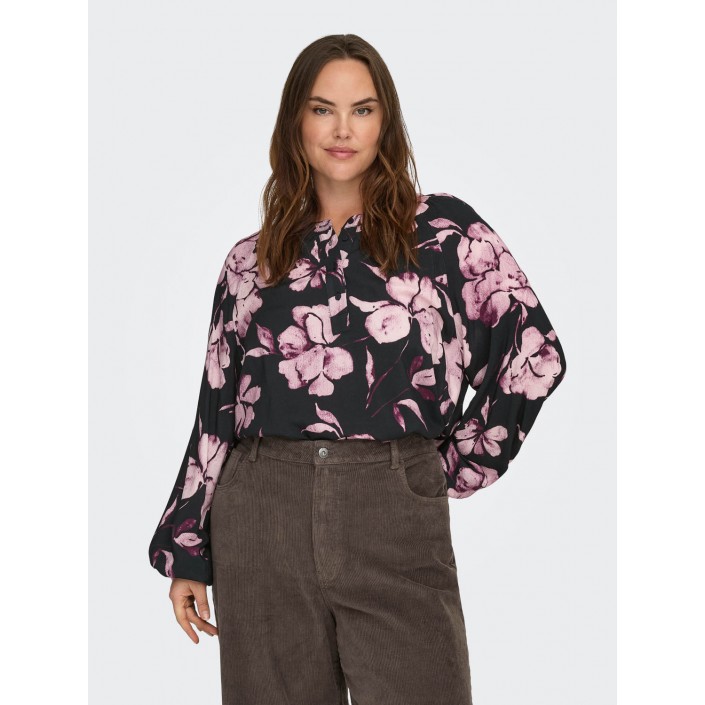 Carmakoma CARLINKA LIFE 3/4 O-NECK TOP AOP Black/FLORAL | Freewear CARLINKA LIFE 3/4 O-NECK TOP AOP - www.freewear.nl - Freewear