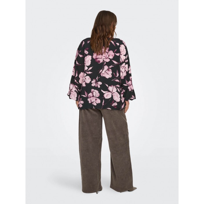 Carmakoma CARLINKA LIFE 3/4 O-NECK TOP AOP Black/FLORAL | Freewear CARLINKA LIFE 3/4 O-NECK TOP AOP - www.freewear.nl - Freewear