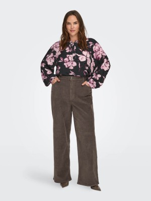 Carmakoma CARLINKA LIFE 3/4 O-NECK TOP AOP Black/FLORAL | Freewear CARLINKA LIFE 3/4 O-NECK TOP AOP - www.freewear.nl - Freewear