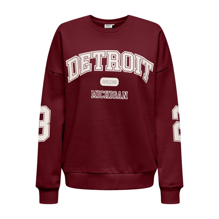 Only ONLVICTORY L/S O-NECK FIT SWT Cabernet/Detroit | Freewear ONLVICTORY L/S O-NECK FIT SWT - www.freewear.nl - Freewear