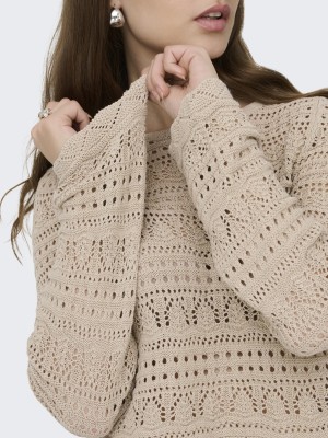Only ONLELKE LIFE LS PULLOVER KNT NOOS Oxford Tan | Freewear ONLELKE LIFE LS PULLOVER KNT NOOS - www.freewear.nl - Freewear